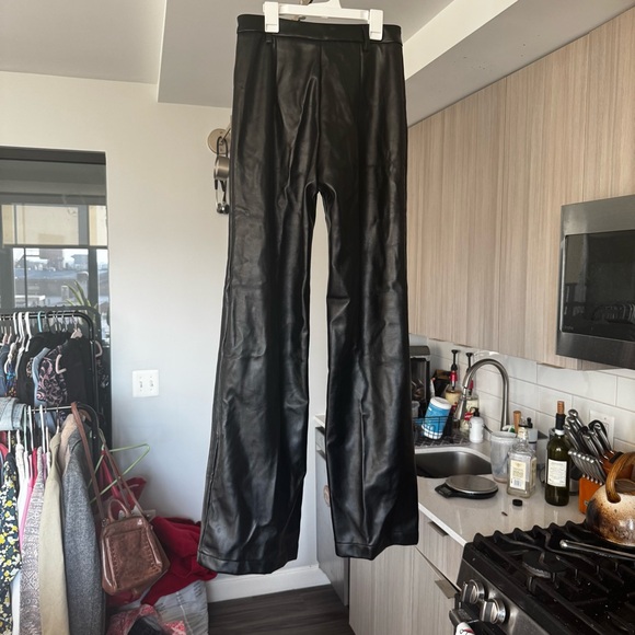 NWT Because of Alice BOA Black Leather Wide Leg Trousers Size M - Picture 9 of 11